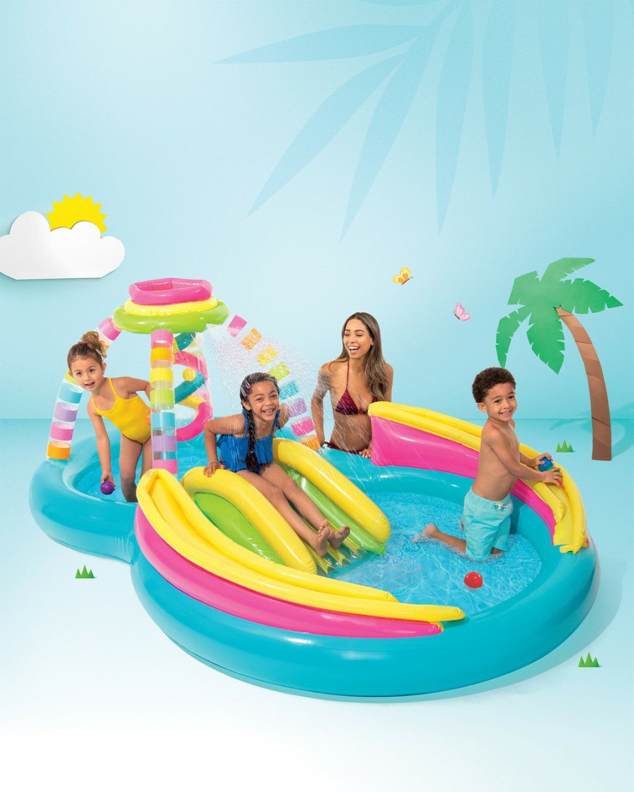 Floats & Toys INTEX | Rainbow Funnel Inflatable Play Center W/ Slide