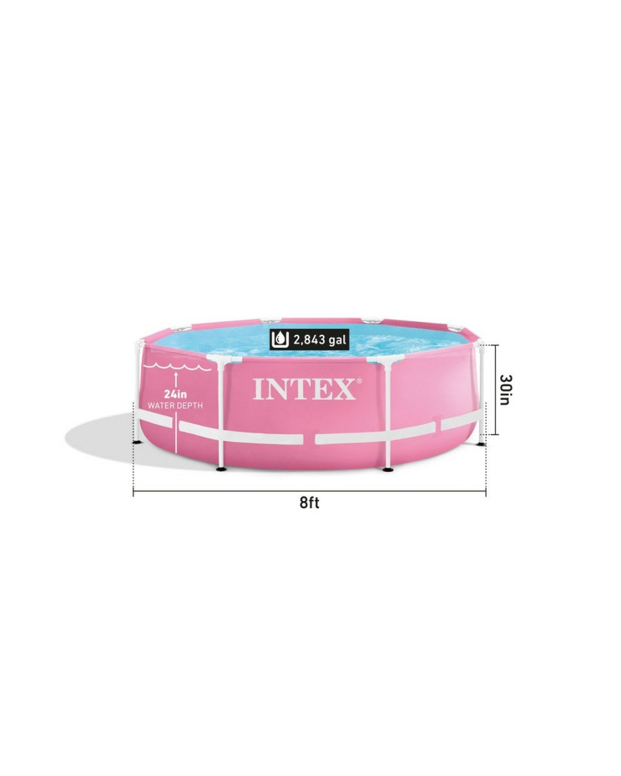 Above Ground Pools INTEX | Pink Metal Frame Above Ground Pool Set - 8' X 30"