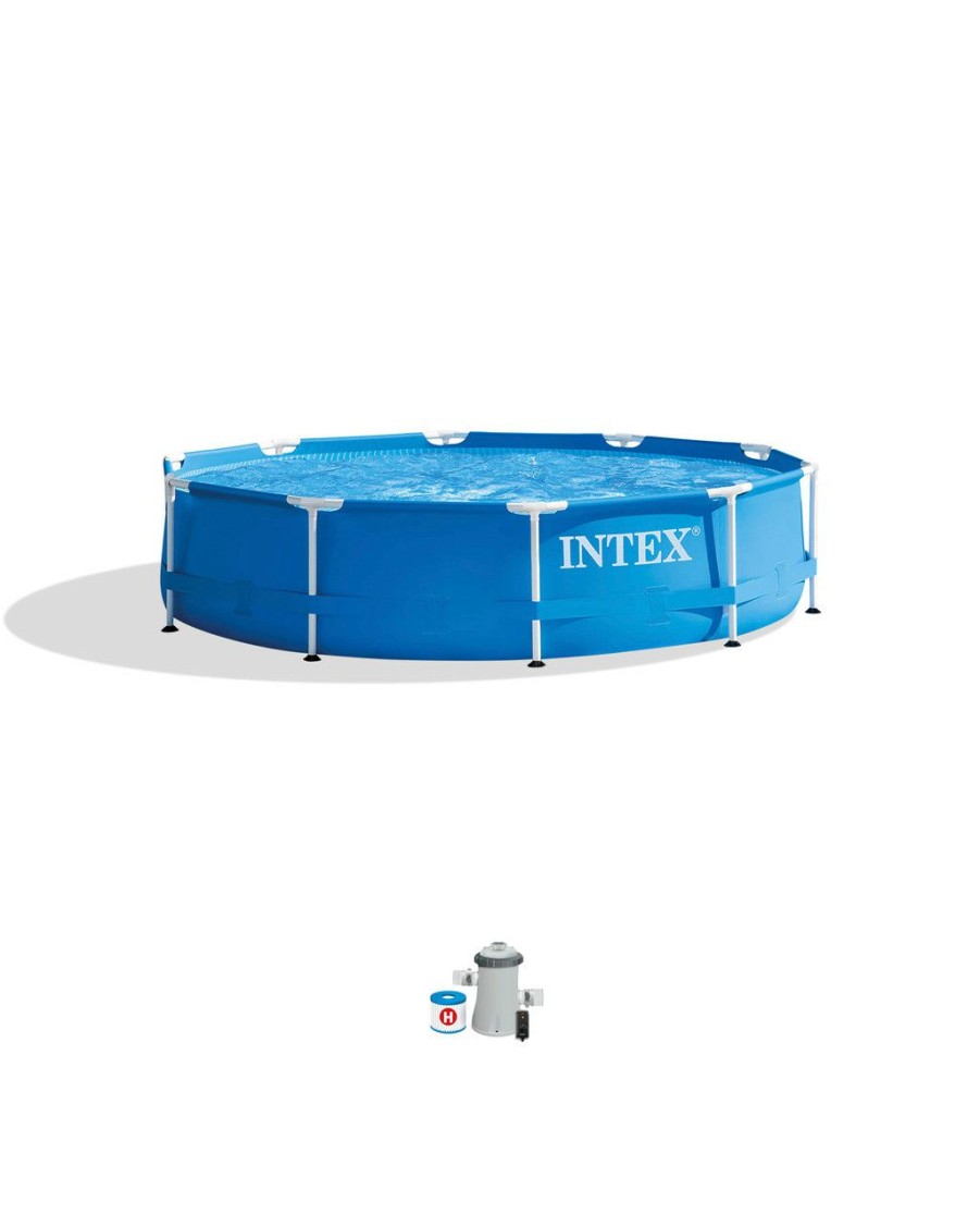 Above Ground Pools INTEX | Metal Frame 10' X 30" Above Ground Pool W/ Filter Pump