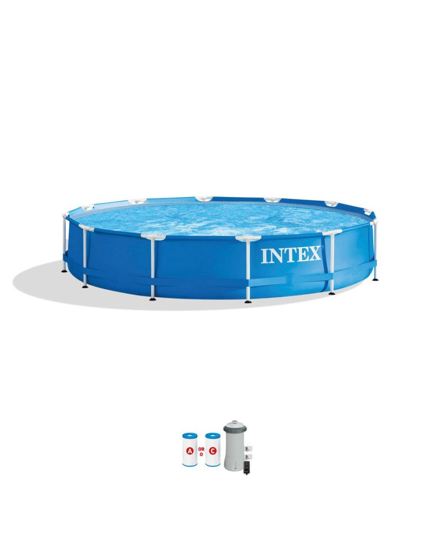 Above Ground Pools INTEX | Metal Frame 12' X 30" Above Ground Pool W/ Filter Pump