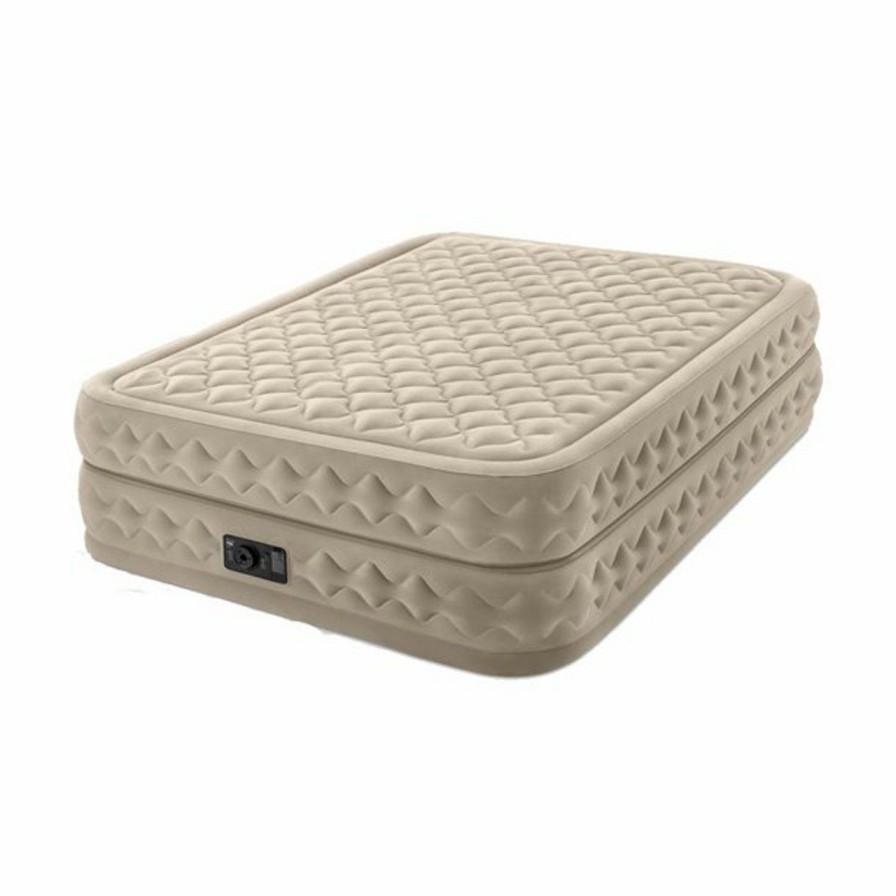 Air Mattresses INTEX | Dura-Beam® Deluxe Supreme Air-Flow Air Mattress 20" Queen W/ Built-In Electric Pump - Tan