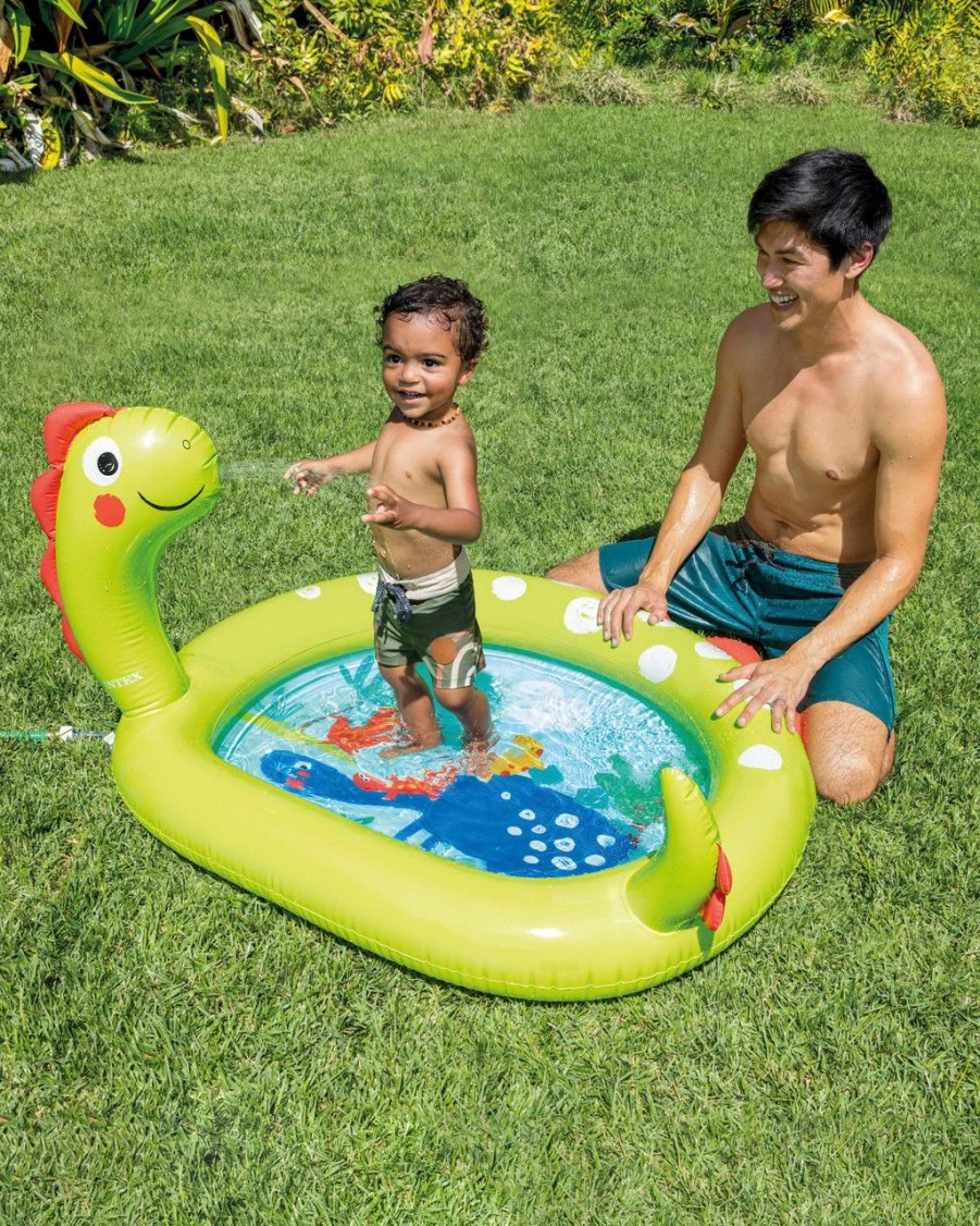 Above Ground Pools INTEX | Dinosaur Inflatable Kiddie Pool W/ Sprayer