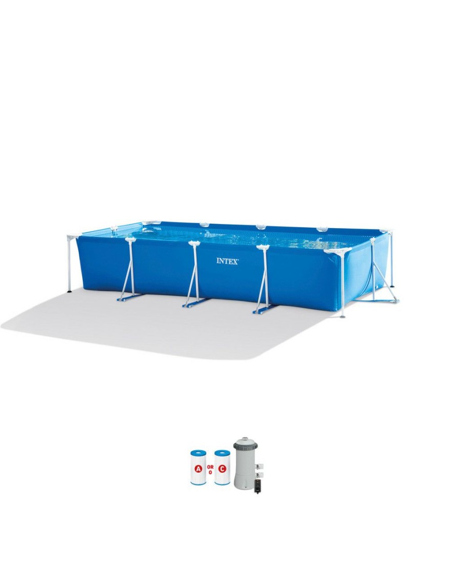 Above Ground Pools INTEX | Rectangular Frame Above Ground Pool Set W/ Filter Pump - 14'9¼" X 7'2⅝" X 33"