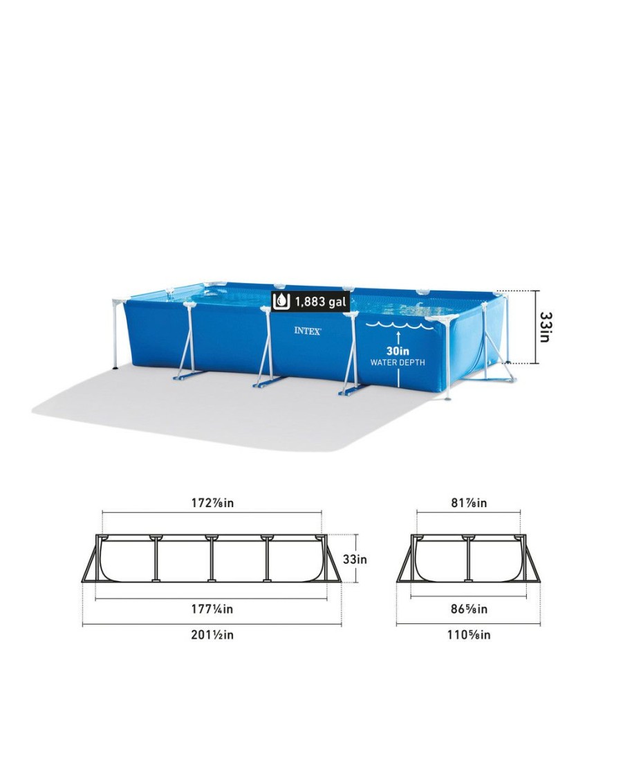 Above Ground Pools INTEX | Rectangular Frame Above Ground Pool Set W/ Filter Pump - 14'9¼" X 7'2⅝" X 33"