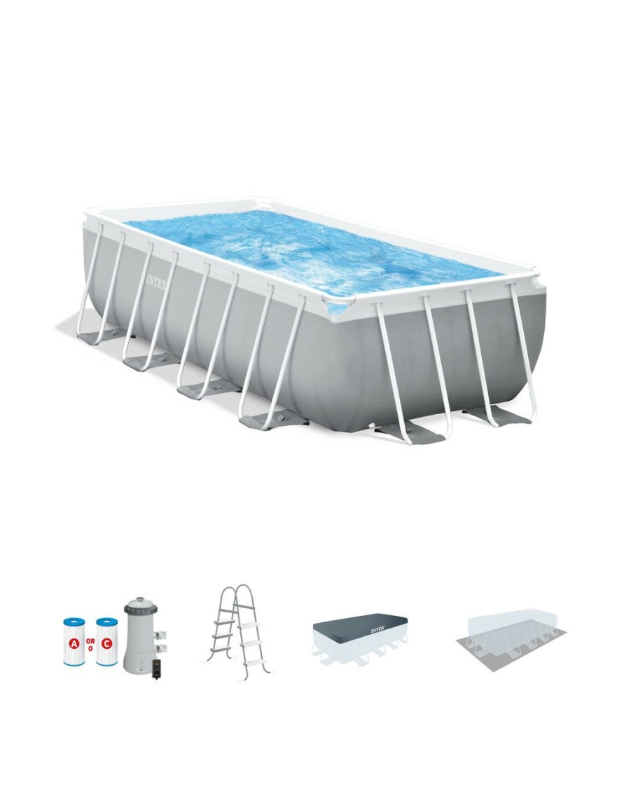 Above Ground Pools INTEX | Prism Frame™ 16' X 8' X 42" Rectangular Above Ground Pool Set