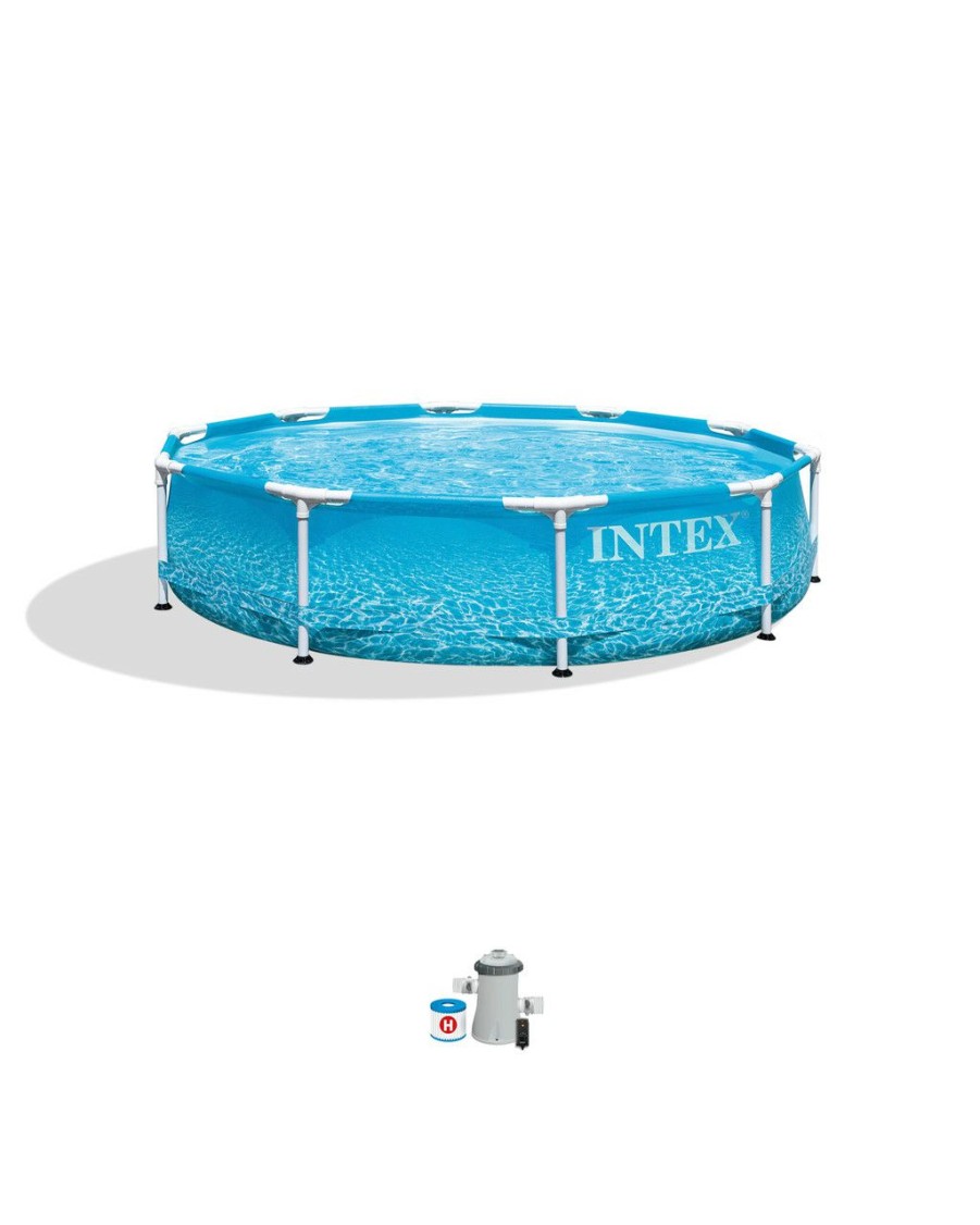 Above Ground Pools INTEX | Beachside Metal Frame 10' X 30" Above Ground Pool W/ Filter Pump