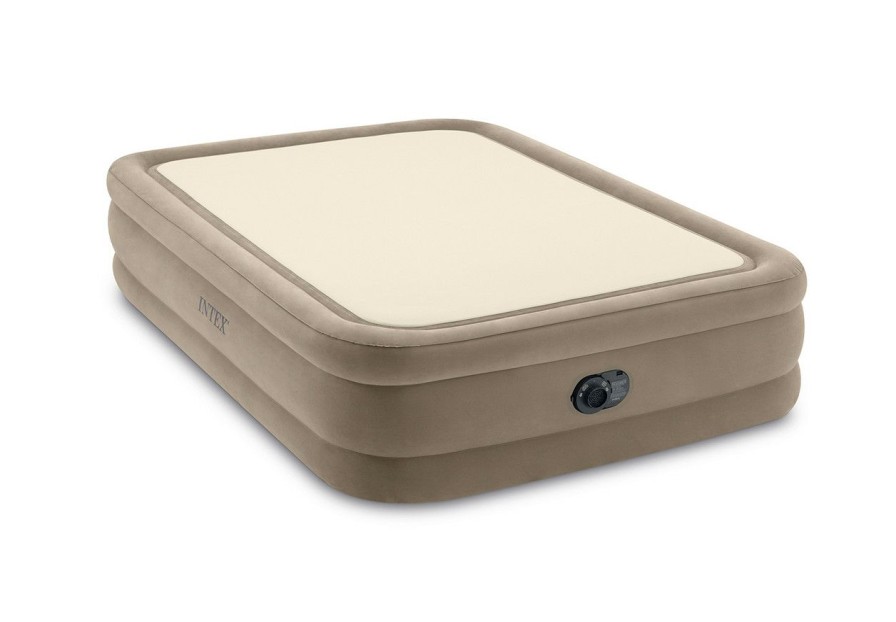 Air Mattresses INTEX | Dura-Beam® Deluxe Thermalux Air Mattress 20" Queen W/ Built-In Electric Pump - Tan