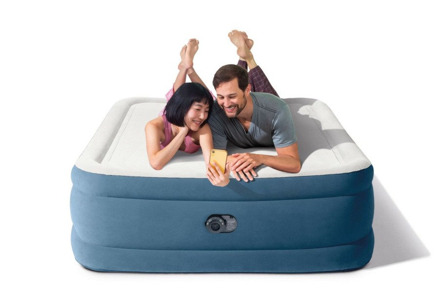 Air Mattresses INTEX | Dura-Beam® Deluxe Thermalux Air Mattress 20" Queen W/ Built-In Electric Pump - Blue