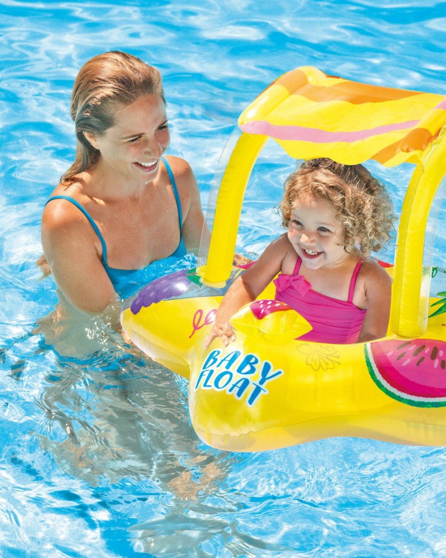 Floats & Toys INTEX | Yellow Kiddie Inflatable Pool Float W/ Sunshade