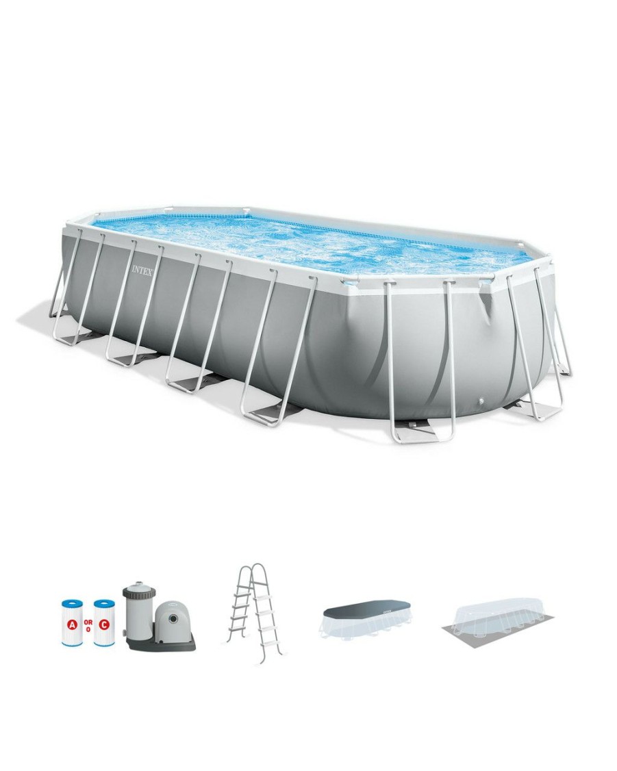 Above Ground Pools INTEX | Prism Frame™ 20' X 10' X 48" Oval Above Ground Pool Set