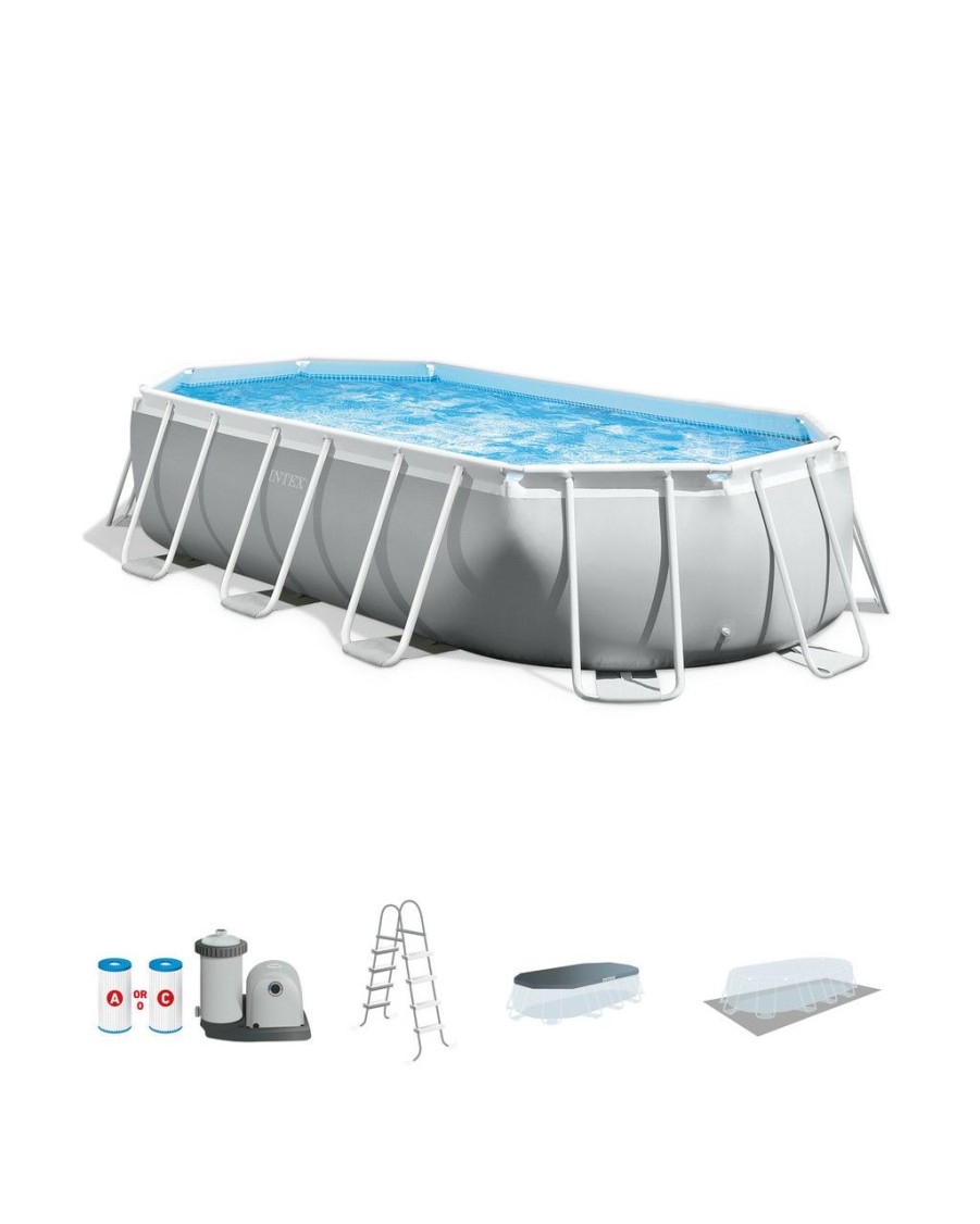 Above Ground Pools INTEX | Prism Frame™ 16'6" X 9' X 48" Oval Above Ground Pool Set