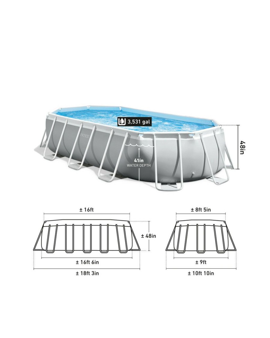 Above Ground Pools INTEX | Prism Frame™ 16'6" X 9' X 48" Oval Above Ground Pool Set