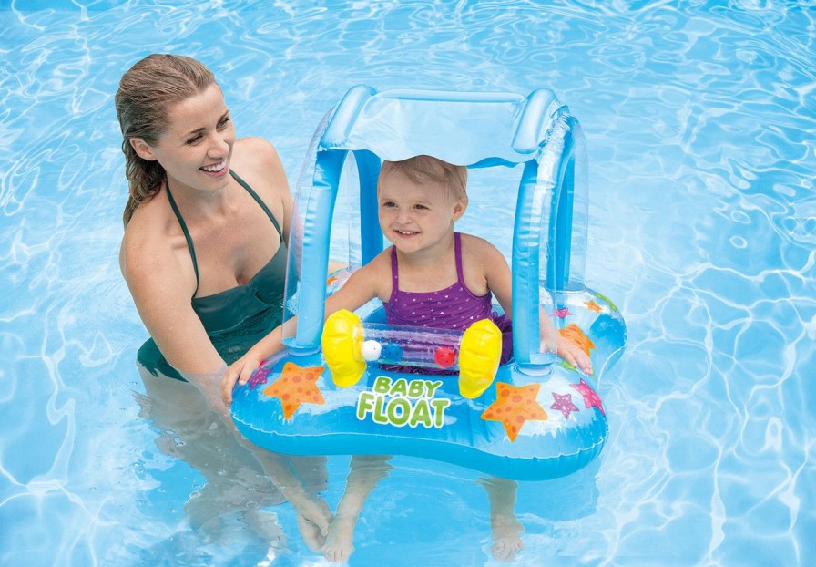 Floats & Toys INTEX | Blue Kiddie Inflatable Pool Float W/ Sunshade