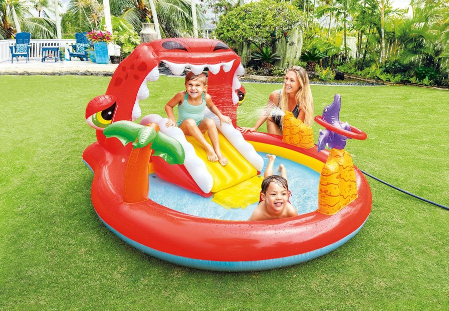 Floats & Toys INTEX | Happy Dino Inflatable Play Center W/ Slide